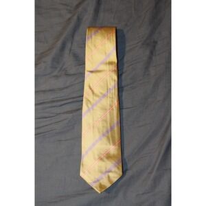 Vtg John Comfort‎ England 100% Silk Necktie Tie Beige Pink Purple Stripe EUC